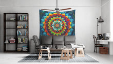 Load image into Gallery viewer, Psychedelic Tapestry of Rainbow Cactus Petals Mandala Uplifting Artware