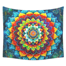 Load image into Gallery viewer, Psychedelic Tapestry of Rainbow Cactus Petals Mandala Uplifting Artware